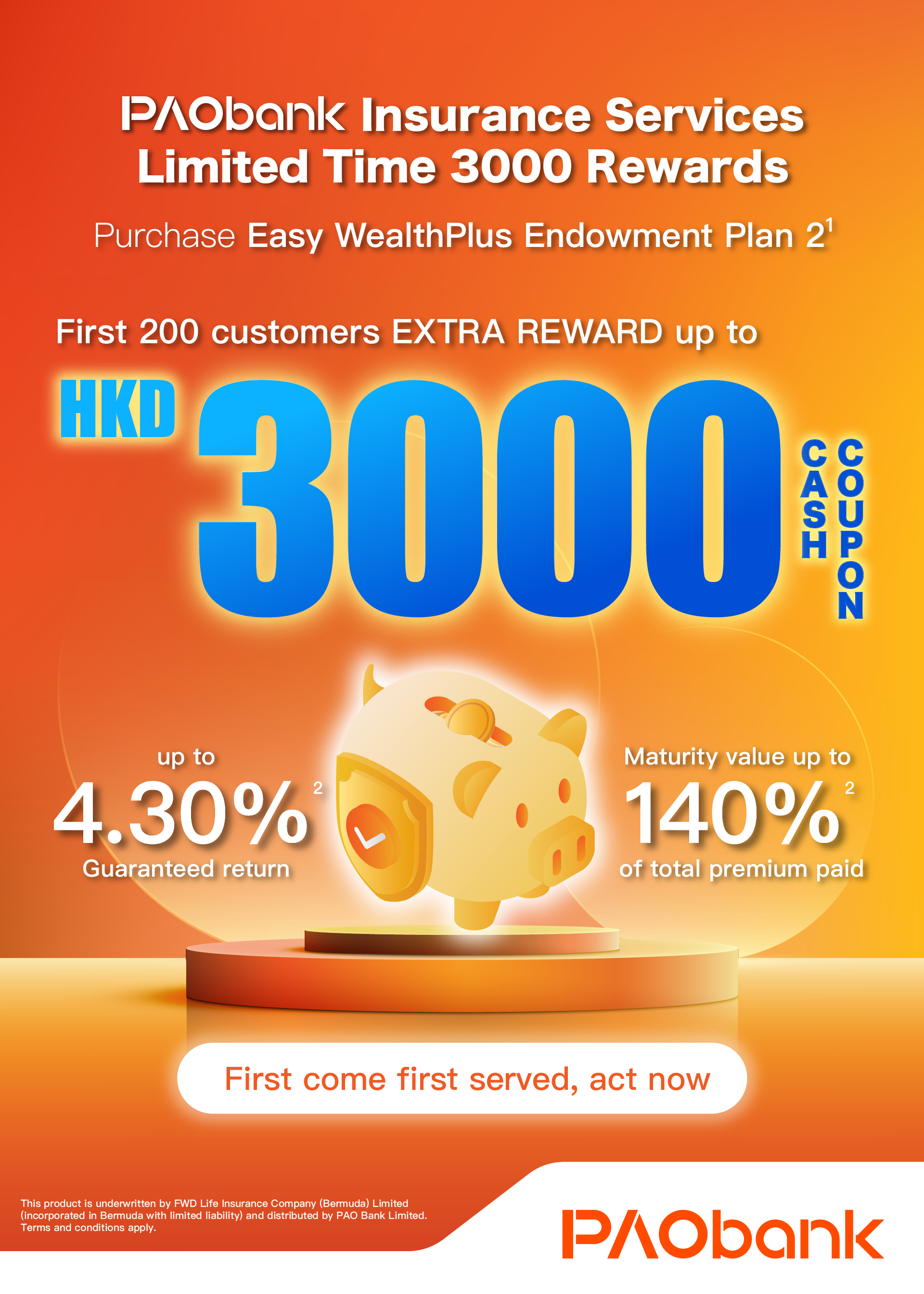 PAObank - Insurance services limited time rewards