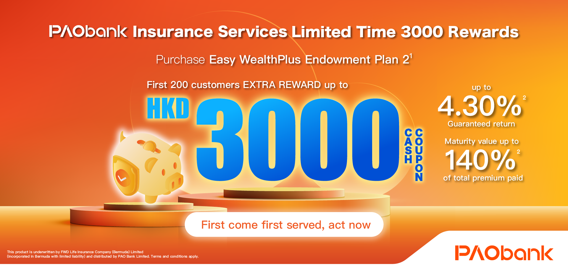 PAObank - Insurance services limited time rewards
